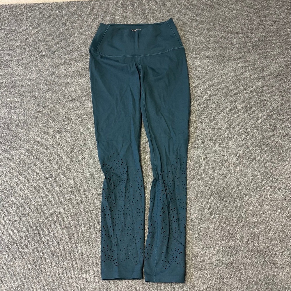 CALIA Leggings Womens Size S Teal Laser Cut Perforated High Rise Athletic